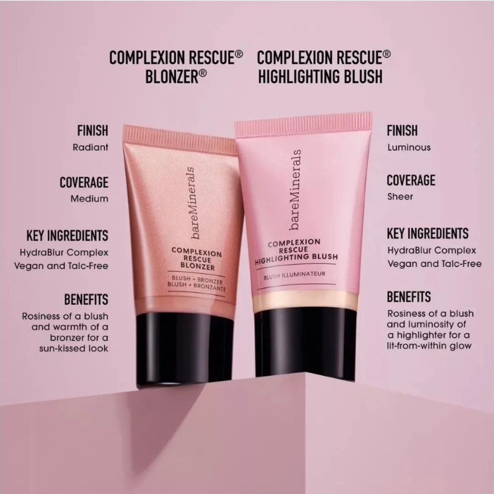 bareMinerals COMPLEXION RESCUE BLONZER Liquid Blush + Bronzer,KISS OF SPICE, NWT